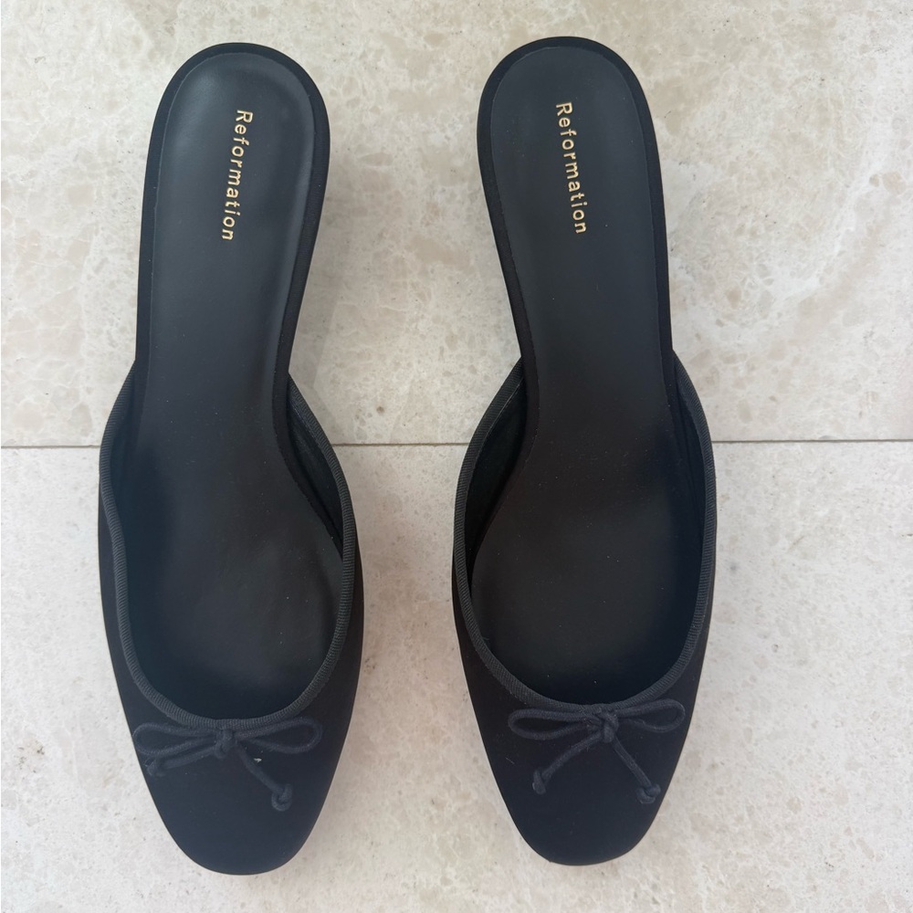 Reformation Tilda Black Slip-On Mules